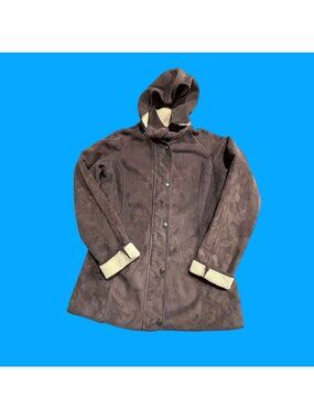 Outback Trading Company Women Medium Brown Fleece Lined Hooded Jacket Coat